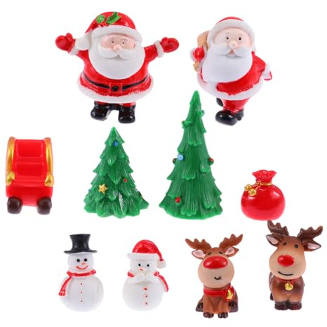 jojofuny 10pcs Resin Christmas Ornament Molds Christmas Village House Accessory Miniature Snowman Figurines Mini Ornaments for Dining Table Elder Flowerpot Accessories