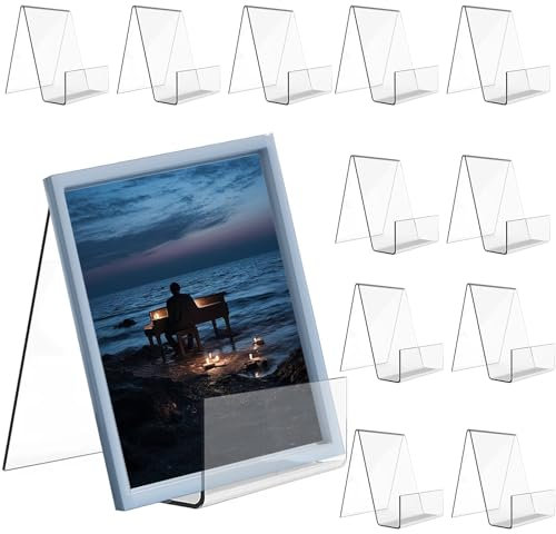 AKOLAFE 12 Stück Buchständer Acryl Buchaufsteller 10,5x7,5x9 cm Buchhalter Klein Schrägsteller Acryl Prospektständer Transparent Buchstütze Acrylaufsteller für Bücher, CD, Foto, Computer, Magazin