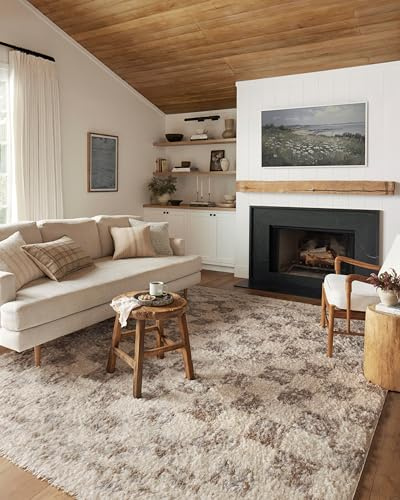 Loloi Angela Rose Amira Collection, Ivory & Pebble, 7'-10 x 10' Area Rug – Extra Plush Moroccan Rugs for Living Room Bedroom Entryway & Hallway No Shed High Traffic Area Home Decor Rug