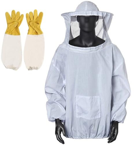 XZLZMYP Combinaison D'apiculteur Costume D'apiculture Professionnelle avec Voile Et Gants Vêtements À Capuchon Protection pour Apiculteurs Manches Longues Anti Guêpes Équipement,D