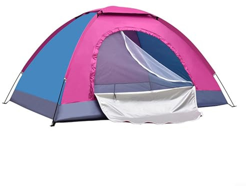 Tente de camping, tente dôme ultra-légère avec abris, sac de transport, étanche, design à double porte pour randonnée, voyage en sac à dos et excursions (1 personne pour Rose)