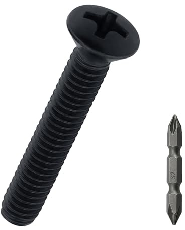 #8-32 x 1 Stainless Oval Head Machine Screws (50 pcs), 18-8 (304) Stainless Steel Phillips Drive Oval Head, Full Thread, Black Coated, Fayeploo (Screwdriver Bit Included)