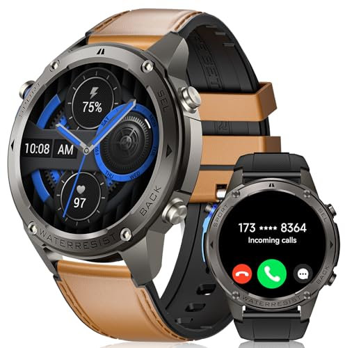 ESFOE Orologio militare da uomo, GPS/10 ATM, impermeabile, 45 giorni, AMOLED, smartwatch da uomo con funzione telefonica, bussola, barometro, frequenza cardiaca, SpO2, 170+ modalità sportive, orologio
