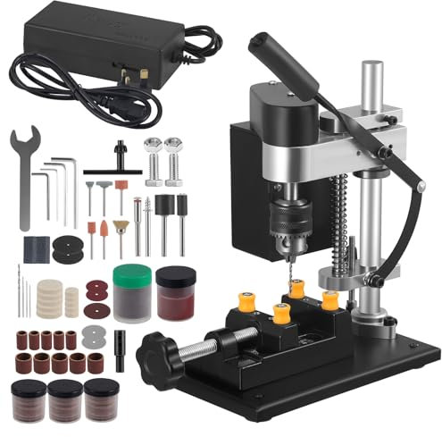 Mini Drill Press with Soft Axis Function,Portable Pillar Drill with 775 Motor,Precision Bench Driller Machine with 195PCS Accessories CNC Machining,Elecric Table Driller for Metal Wooden Jewelry DIY