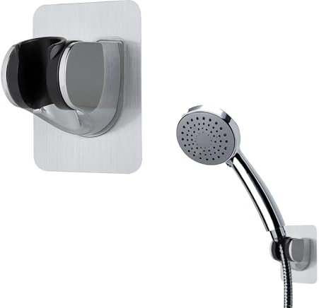 Bdfgh Shower Head Holder Replacement, Adjustable Universal Shower Holder Bracket Wall Suction Mount, Self-Adhesive Handheld Shower Wand Holder, Strong Attachment No Drilling, for Hotel Home Bathroom