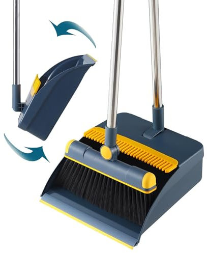 Scopa e paletta per la casa, scopa con paletta, spazzatrice a pavimento con manico lungo e paletta, scopa per la casa, la camera da letto, il balcone, la lavanderia,