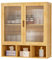 Yorbay Badezimmerschrank Hängend mit 2 Milchglastüren und Offenem Fach, Bambus Medizinschrank für Bad, Platzsparendes Wandschrank Küchenschrank, 22 x 59 x 66 cm (Bambusfarbe)