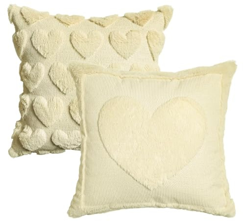 Artoid Mode Set di 2 federe per cuscino in morbida pelliccia artificiale, per San Valentino, 45 x 45 cm, in velluto jacquard, per camera da letto