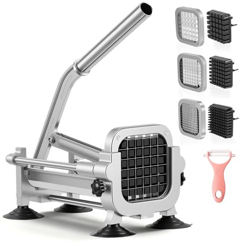 Ovshnrr Pommes Frites Schneider Pommesschneider Edelstahl Professioneller, mit 6mm, 9mm, 13mm Klinge aus Edelstahl, Kartoffelschneider für Kartoffeln Gemüse Gurken Karotten
