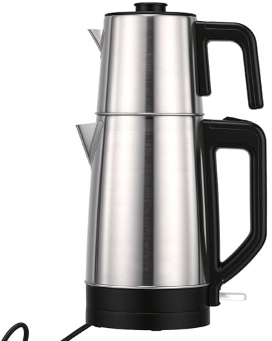 Denash Tetera Turca, Tetera Eléctrica de Acero Inoxidable con Doble con Infusor, Función de Mantener el Calor, de Ebullición Rápida