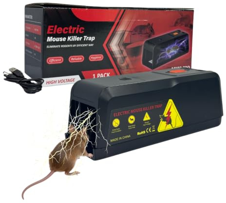 Trampa eléctrica de alto voltaje para ratones (2800 V), trampa para ratones, plaga de ratones, reutilizable, libre de toxinas, control de plagas para interior y exterior, solución fuerte e higiénica