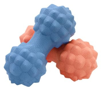 Healeved Silicone Massage Ball Double Peanut for Muscle Relief and Self Massage, Sturdy Fitness Roller with Rolling Function, for Pilates and Cycling, Blue