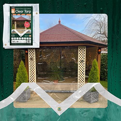 TraderSuppliesOutlet Storefront Cristal PVC Transparente Lona para Mercado Puestos, Hogar, Jardín, Bricolaje, Pollo Runs Y Conejo Conejeras - 12ft x 6ft (3.6m x 1.8m)