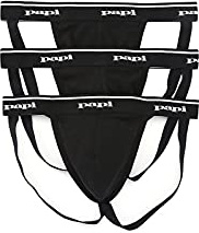 papi mens 3-pack Jockstrap, Athletic Supporter, Breathable Male Workout Underwear Pack of 3, Black, Medium US