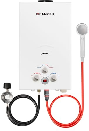 CAMPLUX Tankless Water Heater Propane, 2.64GPM Portable Water Heater for Off Grid, Camping, BW264, White