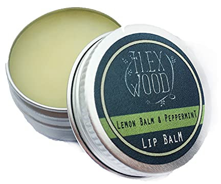 The Ilex Wood - Vegan Lemon Balm and Peppermint Lip Balm - All natural, coldsore prevention, palm oil free, cruelty free, plastic free, moisturising lip balm, handcrafted in the UK - 10ml