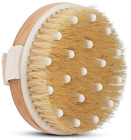 LATRAT Spazzola scrub, Spazzola corpo a secco setole naturali in tampico, Senza Maniglia Spazzola Corpo Scrub per Anti Cellulite, Spazzole da Massaggiatrice per Doccia o Vasca