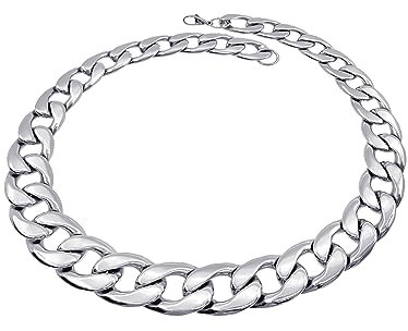 RUGGED steel - Damen Kette aus massivem Edelstahl 15 mm breit - stylische kurze XXL Statement Gliederkette für Frauen - 40 45 50 cm - Silber (Hochglanz) wasserfest & hypoallergen - inkl. Schmuck-Box