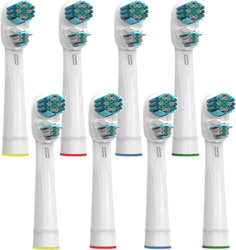 KongKay Lot de 8 têtes de brosse à dents de rechange pour Oralb Dual Clean, générique à double tête compatible avec brosse à dents électrique Oralb Braun