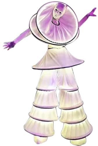Earthradius LED White Stilts walker Robot Costume Outfit Adults Halloween Dress Party Show Stage Dance Performance Costume