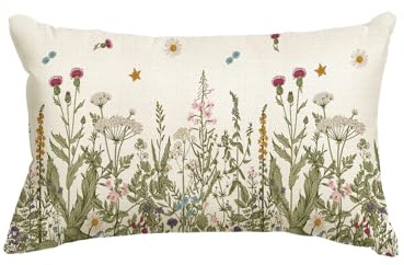 Artoid Mode Funda de cojín de primavera con diseño de hierbas antiguas, flores silvestres, 30 x 50 cm, para decoración de salón