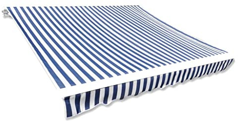 AUVYI Telo di copertura per tende da sole in tela blu e bianco, 3 x 2,5 m (senza cornice), ricambio per tende da sole, per balcone, protezione solare, per esterni, impermeabile, di alta qualità