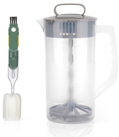 PEUTIER 2.1qt/67.6oz Transparent Plastic Mixing Pitcher with Lid, BPA Free, Leak-Proof, Durable, Modern, Rectangular, Great for Drinks, Milk, Tea, Lemonade
