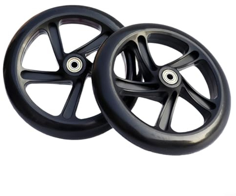 Ersatz-Räder - Leise PU-Räder für Roller, Rollschuhe, Trolleys, Einkaufswagen, Möbel, Rollstühle, Universelle Elektro-Scooter (200 x 40 mm, Schwarz), 2 Stück