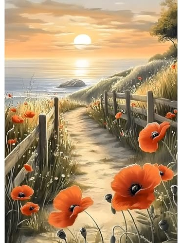 MXJSUA Diamond Painting Kit Completo, DIY Fiore del Mare Diamantini Strass Ricamo a Punto per Adulti Decorazione Casa, Kit per Pittura Diamante Mosaico Fai Da Te 5D, 30x40cm