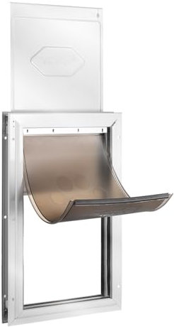 VEVOR Haustierklappe Hundeklappe aus Aluminiumrahmen mit Schloss & Klappensystem 346,1 x 600 mm, wetterfeste Hundeklappe Haustiertüre geeignet für Katzen Hunde Kätzchen (Weiß-XL) einfache Montage