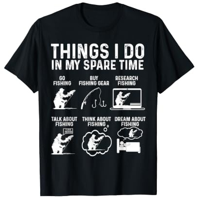 Cosas que hago en mi tiempo libre Pesca Hombres Niños Bass Fishing Camiseta
