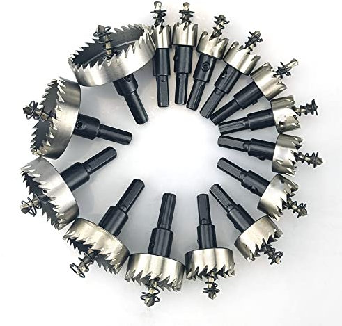15 pz 15-53mm HSS Set di sega a trapano corona di perforazione in acciaio ad alta velocità per lega di metallo strumento di taglio del legno in acciaio inox