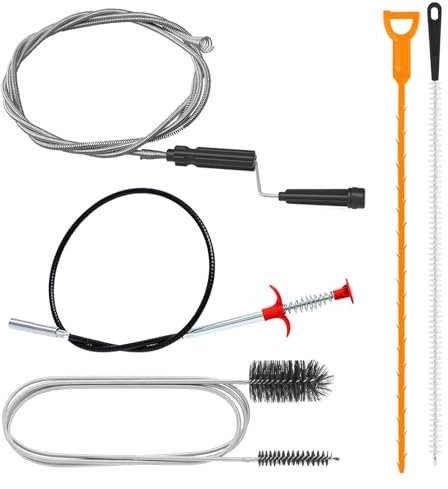 Lot de 5 outils de préhension flexibles pour déboucher les toilettes avec griffe, pour évier de cuisine, salle de bain, toilettes, plomberie, brosse de nettoyage