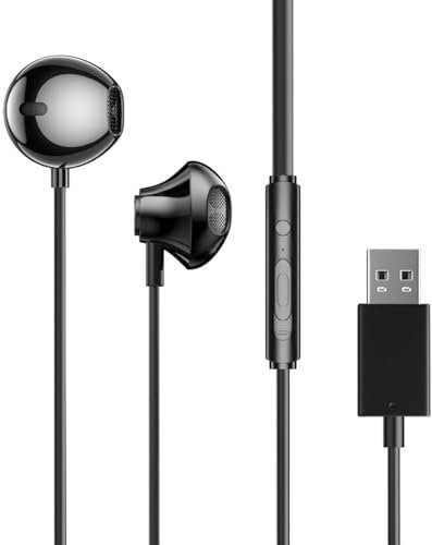 Knocery USB Auriculares intrauditivos con Micrófono y Control de Volumen, PC Auriculares Gaming, para computadora PC computadora portátil Conferencias Skype Chat