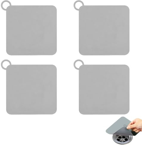 ZORVYN Tappo per Scarico in Silicone Antiodore, 4 Pezzi, Copertura Universale per Doccia, Bagno, Cucina, Lavanderia, Tappi per Lavandino Bagno, Tappo Vasca Universale (15x15cm)