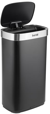 Baridi Sensor Bin, 80L Capacity, Perfect for Home, Office and Bedroom, Black/Stainless Steel - DH283