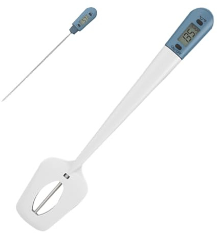 Sollee Thermomètre Numérique Alimentaire | Spatule Thermomètre Numérique pour Cuisson,Aide Au Mélange De Cuisine Jauge De Haute Précision LCD,Pour Café Eau Chocolat Crème Steak Confiture