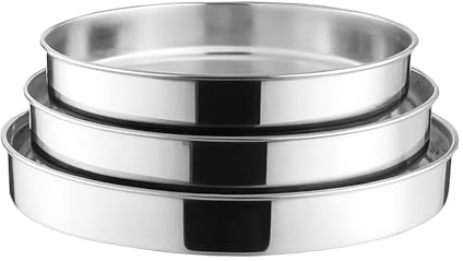 spar-home Backblech 3er Set, 28/32 /36 cm Edelstahl Robust Langlebig Backform Ofenblech Tepsi