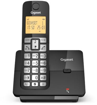 Gigaset Essential 320 - Telefono fisso senza fili con blocco chiamate, display luminoso da 1,8, vivavoce, rubrica, lunga durata della batteria, modalità ECO, nero [Versione Italiana]