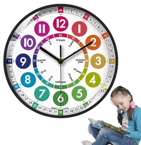Reloj De Aprendizaje Para Niños: Relojes Silenciosos Para Niños De 10 Pulgadas Que No Hacen , Herramienta Educativa Ṕara Contar La Hora Que Funciona Con Baterías, Construcción Duradera Ďe ABS, A