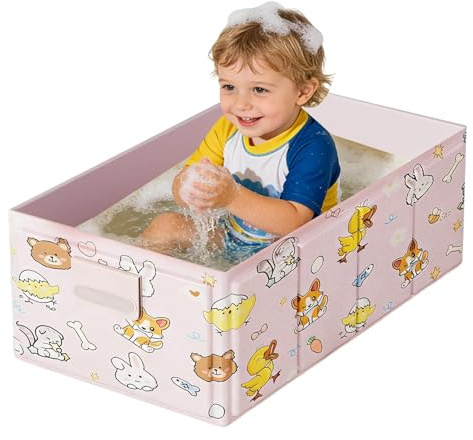 Bañera Portátil Infantil Estable y Ahorradora de Espacio con Tapón de