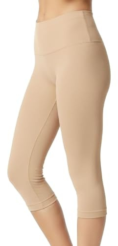 SlimMe High-Waisted Tummy Control Shaping Capri Leggings, Nude, S