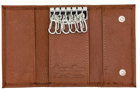 Ashford Ridge Real Leather Key Case Holder Card Wallet in 6 Colours Black Red Tan and Brown