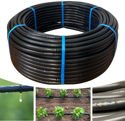 acquaverde | Ala Gocciolante ø 16 mm Passo 50 cm con Gocciolatore Doppio Foro 2 L/H SUPER, Rotolo da 50 mt, Tubo In Polietilene per Irrigazione a Goccia Automatica, Nero - Orto Facile
