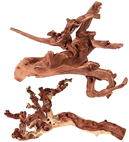 majoywoo Natural Large Coral Driftwood for Aquarium Decor Reptile Decor, Assorted Driftwood Branch 9-14 2 Pcs, Fish Tank Decoration…