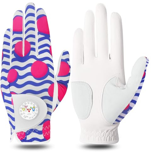 FINGER TEN Guantes de golf para mujer, para zurdos y diestros, transpirables, agarre suave para todo tipo de clima, antideslizantes, azul, talla S