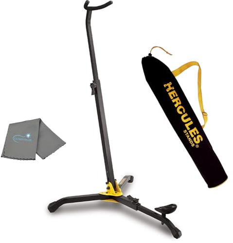 Lumintrail Hercules Bass Clarinet Stand & Bassoon Stand with Hercules GSB001 Carrying Bag, Base Stand for Bassoon & Bass Clarinet, Clarinet Accessories, Bass Stand Bundle with a Cleaning Cloth