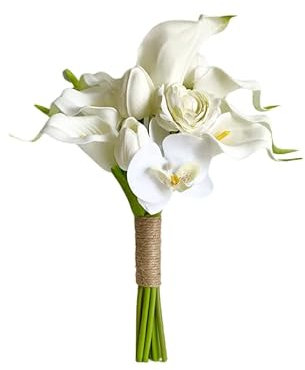 HXSCOO La mariée Tient Un Bouquet de Tulipes et de lys Calla dans Son Mariage