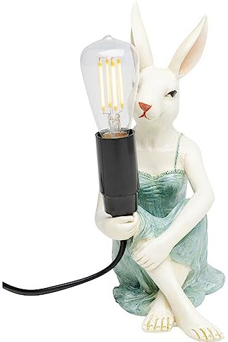 Kare Design Tischlampe Girl Rabbit Weiß, Tischleuchte, Schreibtischlampe, Nachttischlampe, Dekoleuchte, Hasenlampe, Schreibtischlampe Kinder, Leuchtmittel nicht inklusiv, 21x14x12cm