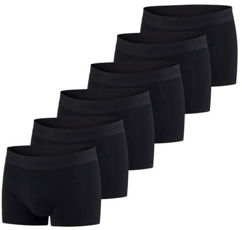 JACK & JONES Calzoncillos tipo bóxer para hombre, paquete de 6 unidades, básicos, elásticos, ropa interior, retro, de algodón, negro, rojo, verde, azul, gris, S, M, L, XL, XXL, 3XL, 4XL, 5XL, 6XL, 7XL